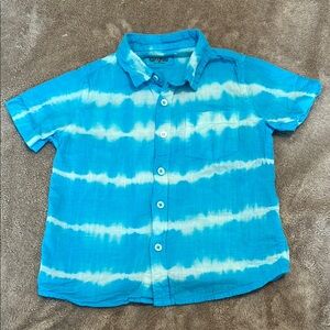Blue and White Tie-Dye Button Down Shirt